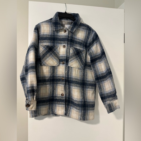 Time and Tru Jackets & Blazers - Size Large Women’s Time and Tru Plaid Jacket - Blue and Cream